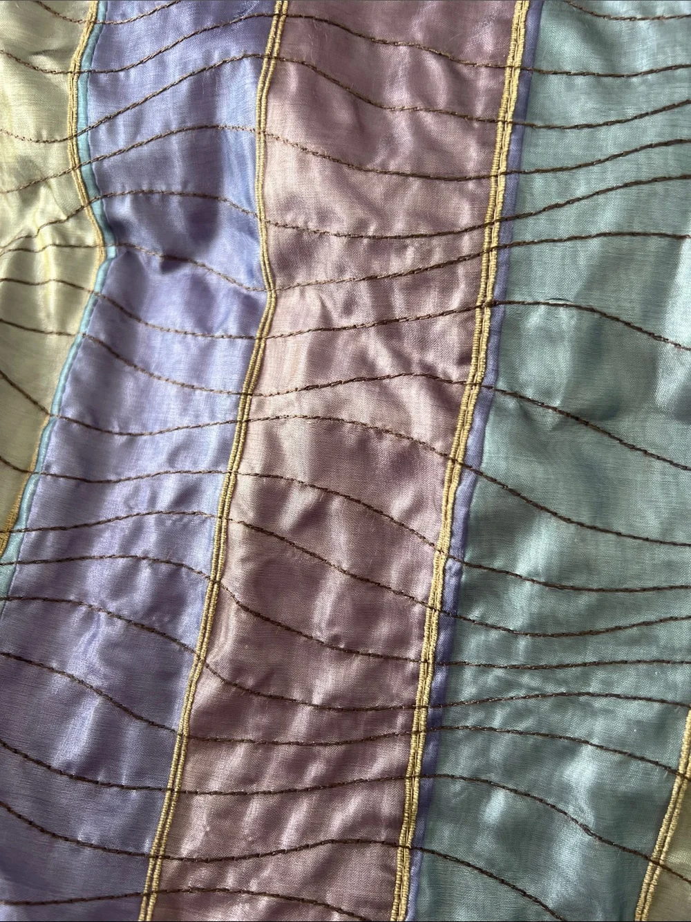 Shower Curtain in Striped Pastel Quilt - Blue, Purple, Pink